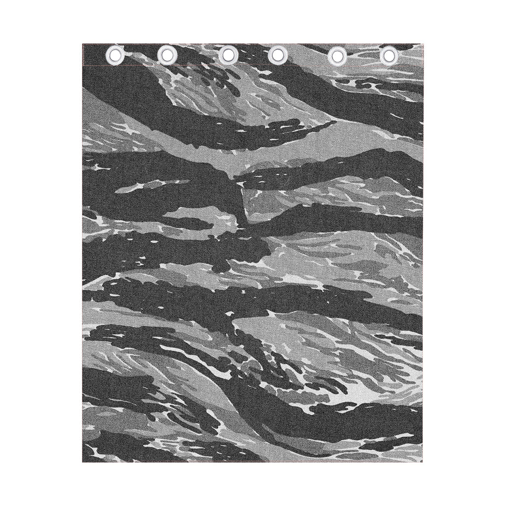 Grey Tiger Stripe Camouflage Print Curtain