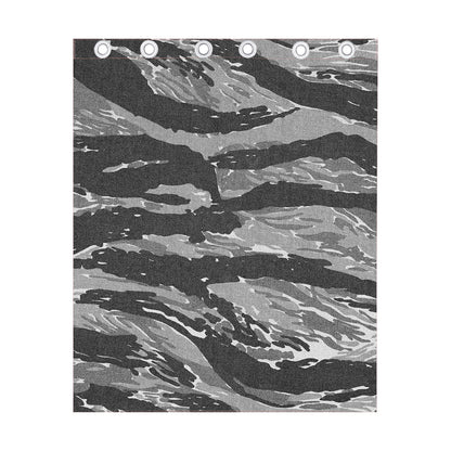 Grey Tiger Stripe Camouflage Print Curtain