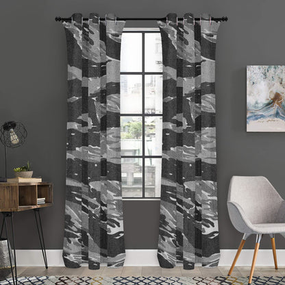Grey Tiger Stripe Camouflage Print Curtain