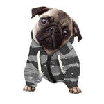 Grey Tiger Stripe Camouflage Print Dog Zip Up Hoodie