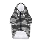 Grey Tiger Stripe Camouflage Print Dog Zip Up Hoodie