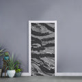Grey Tiger Stripe Camouflage Print Door Sticker