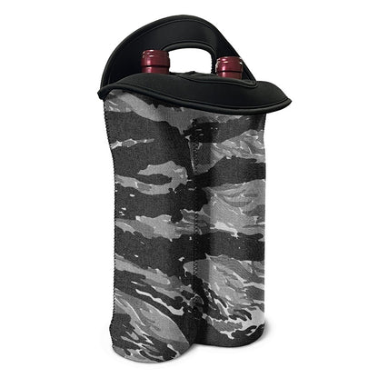 Grey Tiger Stripe Camouflage Print Double Neoprene Wine Tote