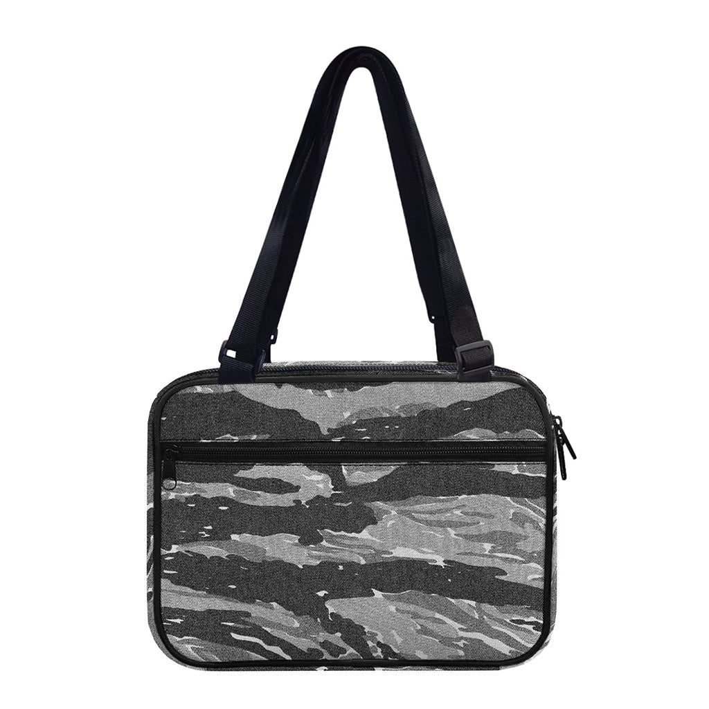 Grey Tiger Stripe Camouflage Print Double Strap Bible Bag
