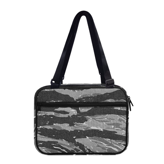 Grey Tiger Stripe Camouflage Print Double Strap Bible Bag