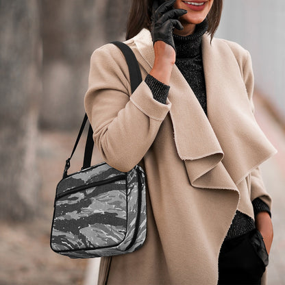 Grey Tiger Stripe Camouflage Print Double Strap Bible Bag
