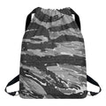Grey Tiger Stripe Camouflage Print Drawstring Backpack