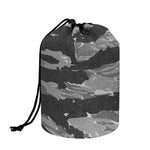 Grey Tiger Stripe Camouflage Print Drawstring Makeup Bag