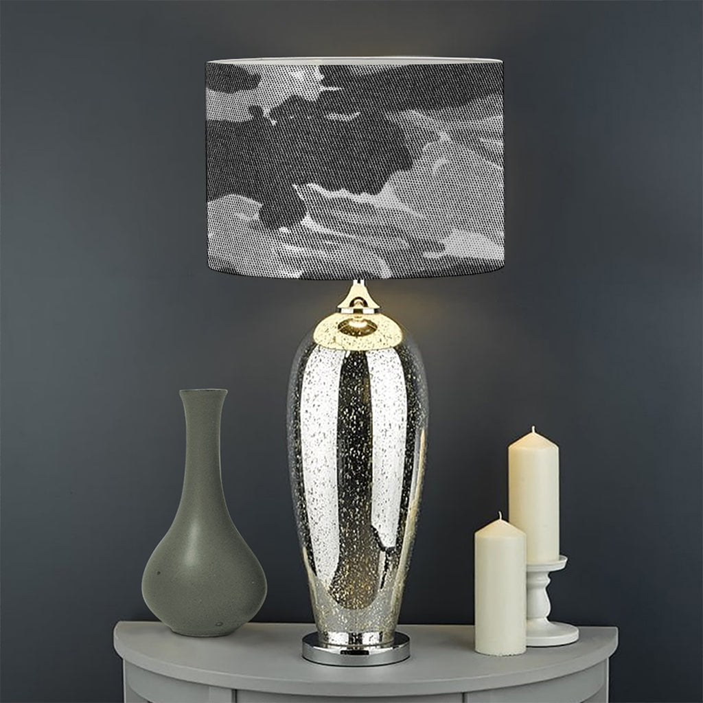 Grey Tiger Stripe Camouflage Print Drum Lamp Shade