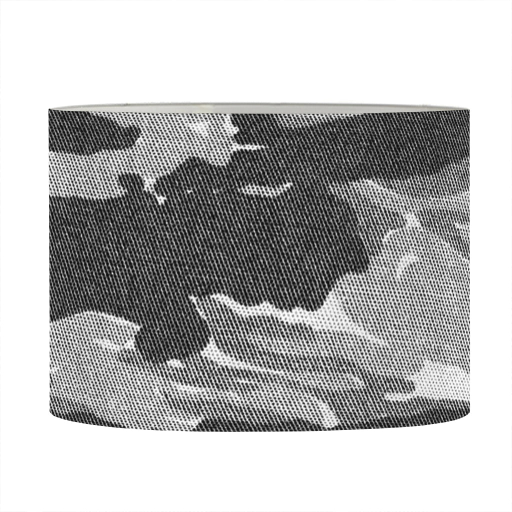 Grey Tiger Stripe Camouflage Print Drum Lamp Shade