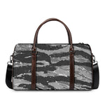 Grey Tiger Stripe Camouflage Print Duffle Bag
