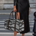 Grey Tiger Stripe Camouflage Print Duffle Bag