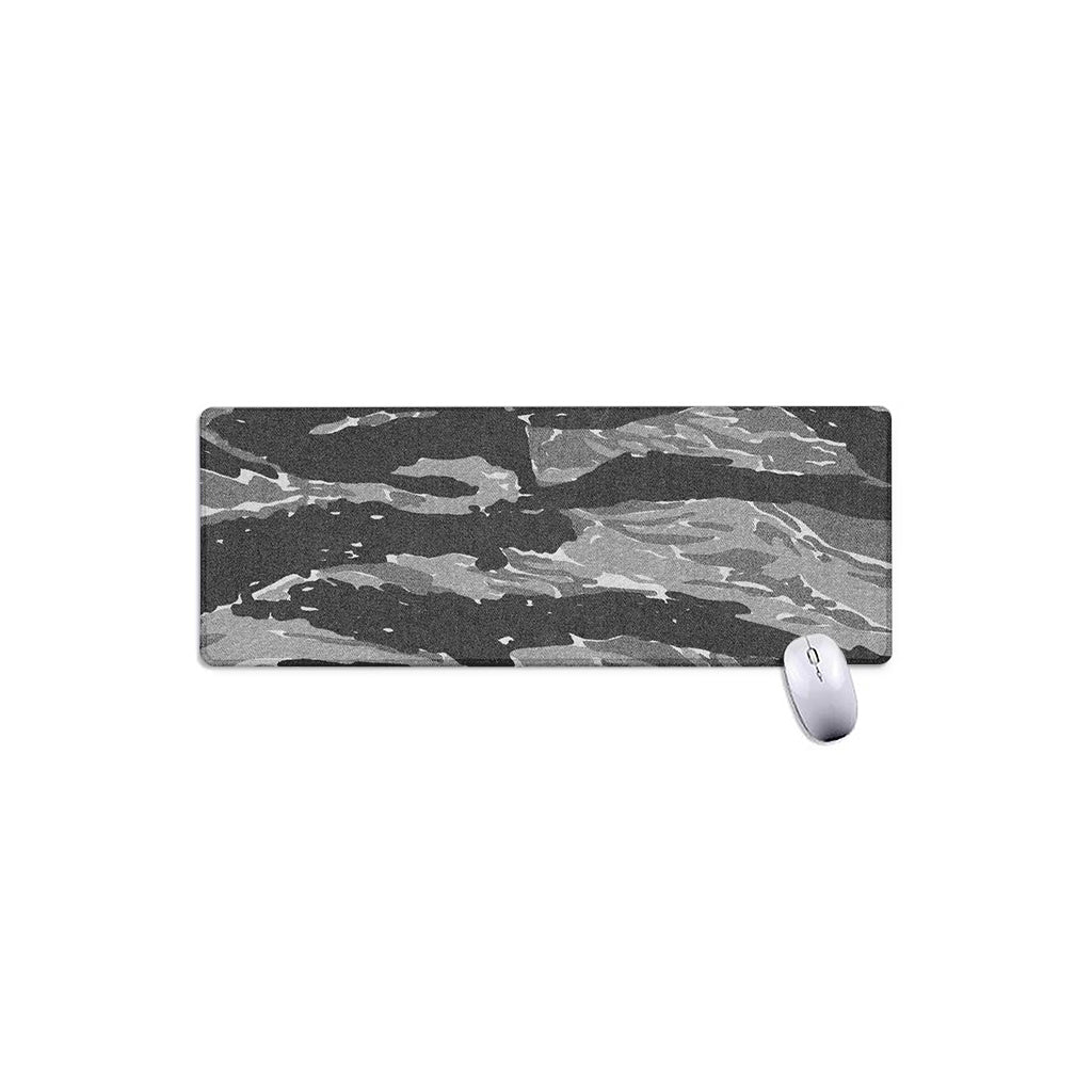 Grey Tiger Stripe Camouflage Print Extended Mouse Pad
