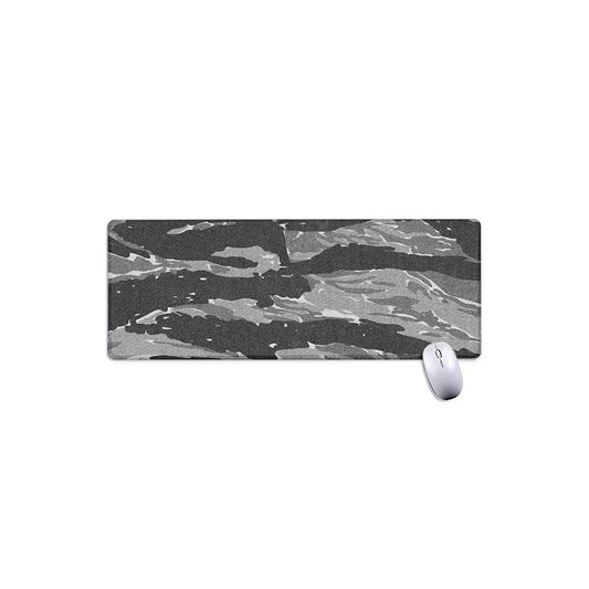 Grey Tiger Stripe Camouflage Print Extended Mouse Pad