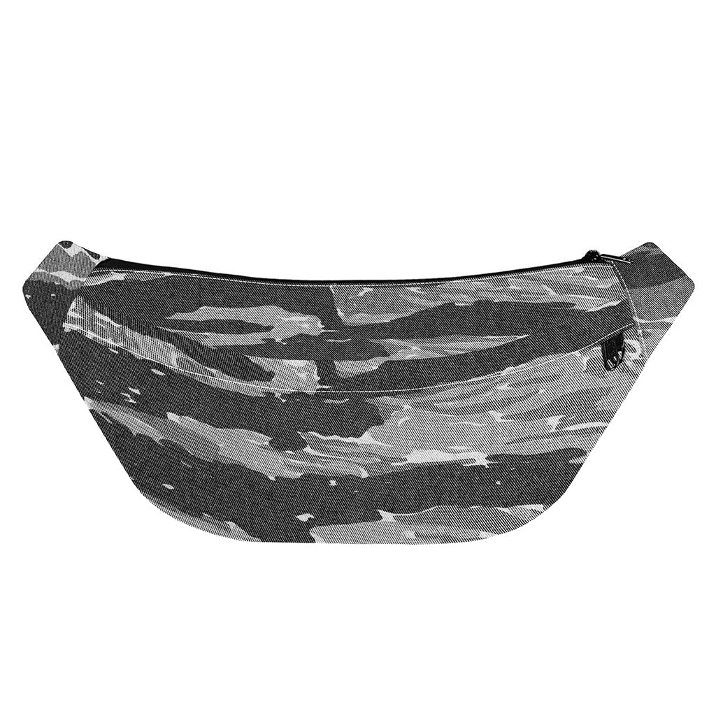 Grey Tiger Stripe Camouflage Print Fanny Pack