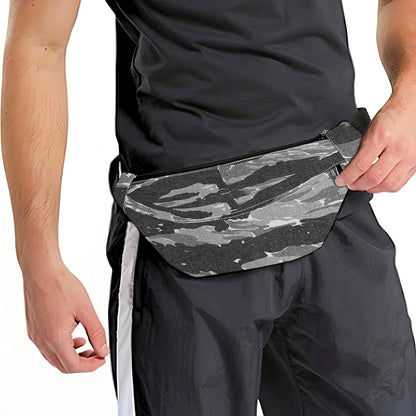 Grey Tiger Stripe Camouflage Print Fanny Pack