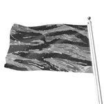 Grey Tiger Stripe Camouflage Print Flag