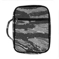 Grey Tiger Stripe Camouflage Print Front Pocket Bible Bag