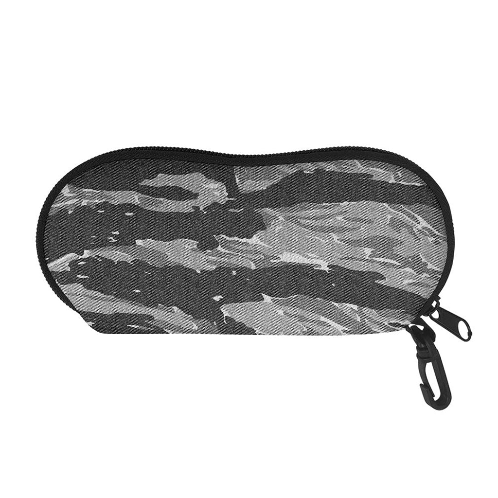 Grey Tiger Stripe Camouflage Print Glasses Case