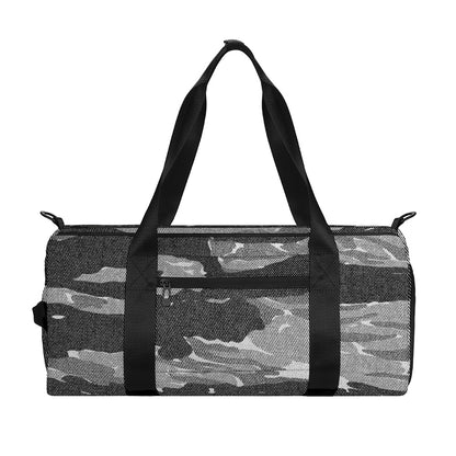 Grey Tiger Stripe Camouflage Print Gym Bag