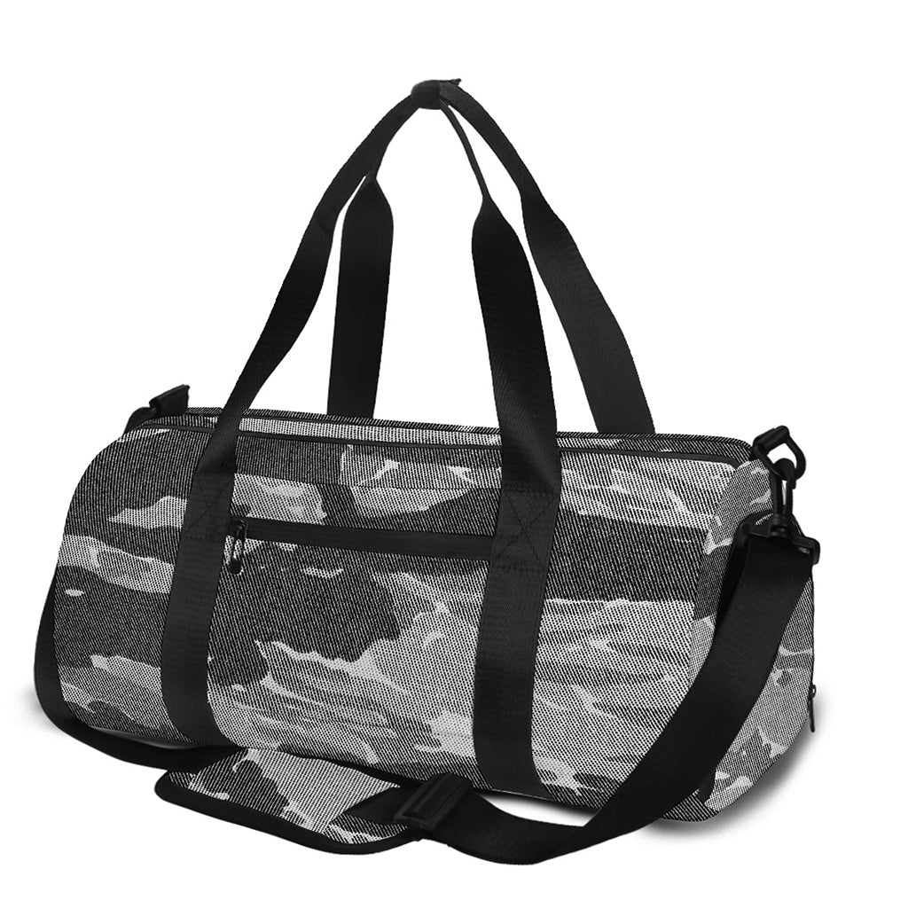 Grey Tiger Stripe Camouflage Print Gym Bag