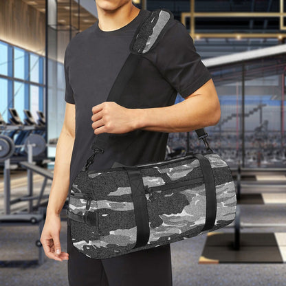 Grey Tiger Stripe Camouflage Print Gym Bag