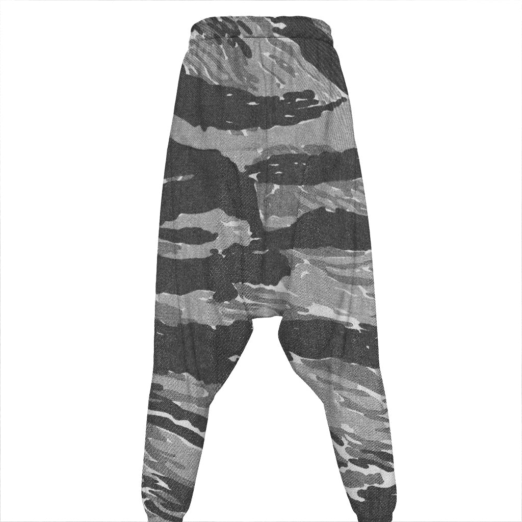 Grey Tiger Stripe Camouflage Print Hammer Pants