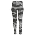 Grey Tiger Stripe Camouflage Print High-Waisted Pocket Leggings