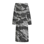 Grey Tiger Stripe Camouflage Print Hooded Bathrobe