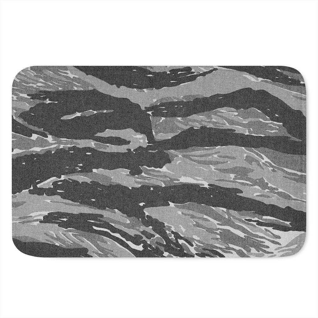 Grey Tiger Stripe Camouflage Print Indoor Door Mat