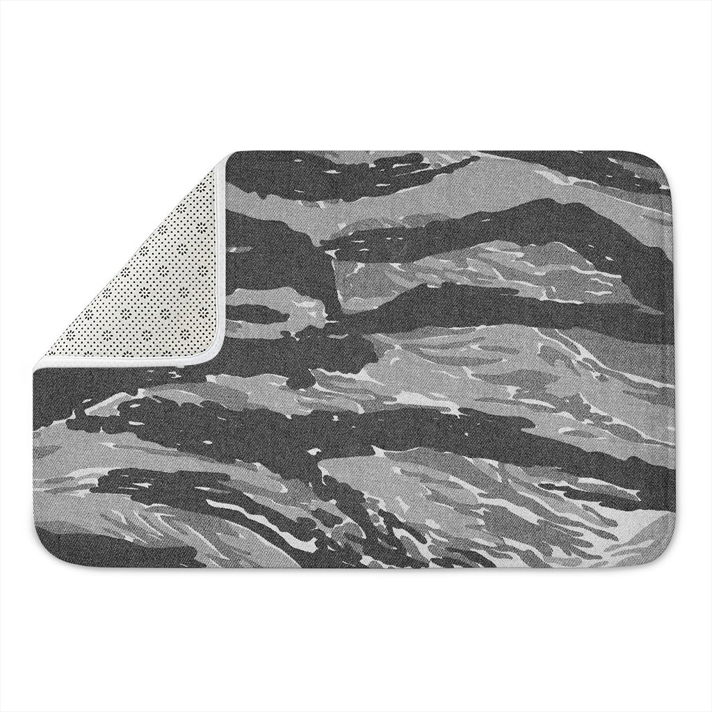 Grey Tiger Stripe Camouflage Print Indoor Door Mat