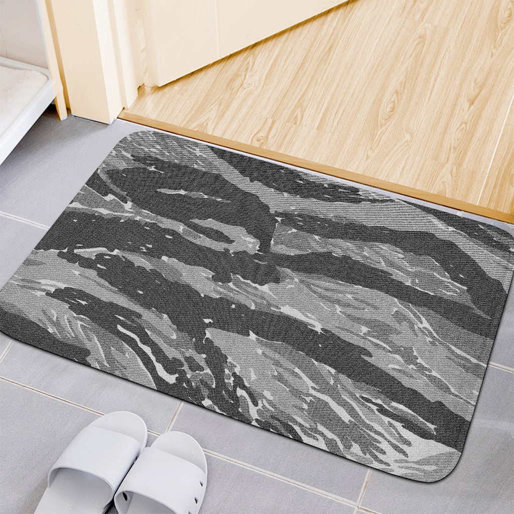 Grey Tiger Stripe Camouflage Print Indoor Door Mat
