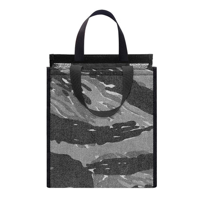 Grey Tiger Stripe Camouflage Print Insulated Lunch Tote