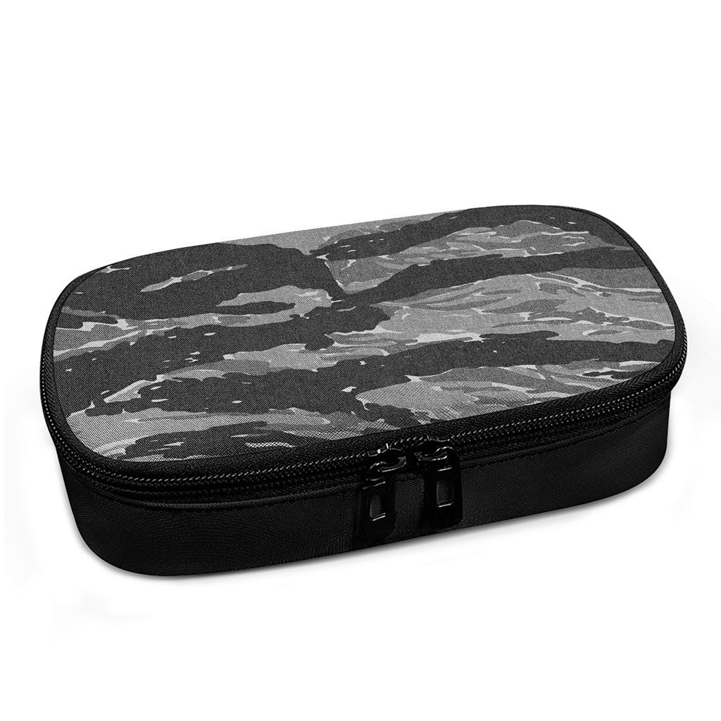 Grey Tiger Stripe Camouflage Print Insulin Cooler Travel Case
