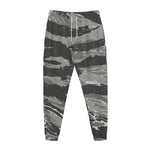 Grey Tiger Stripe Camouflage Print Jogger Pants