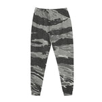 Grey Tiger Stripe Camouflage Print Jogger Pants