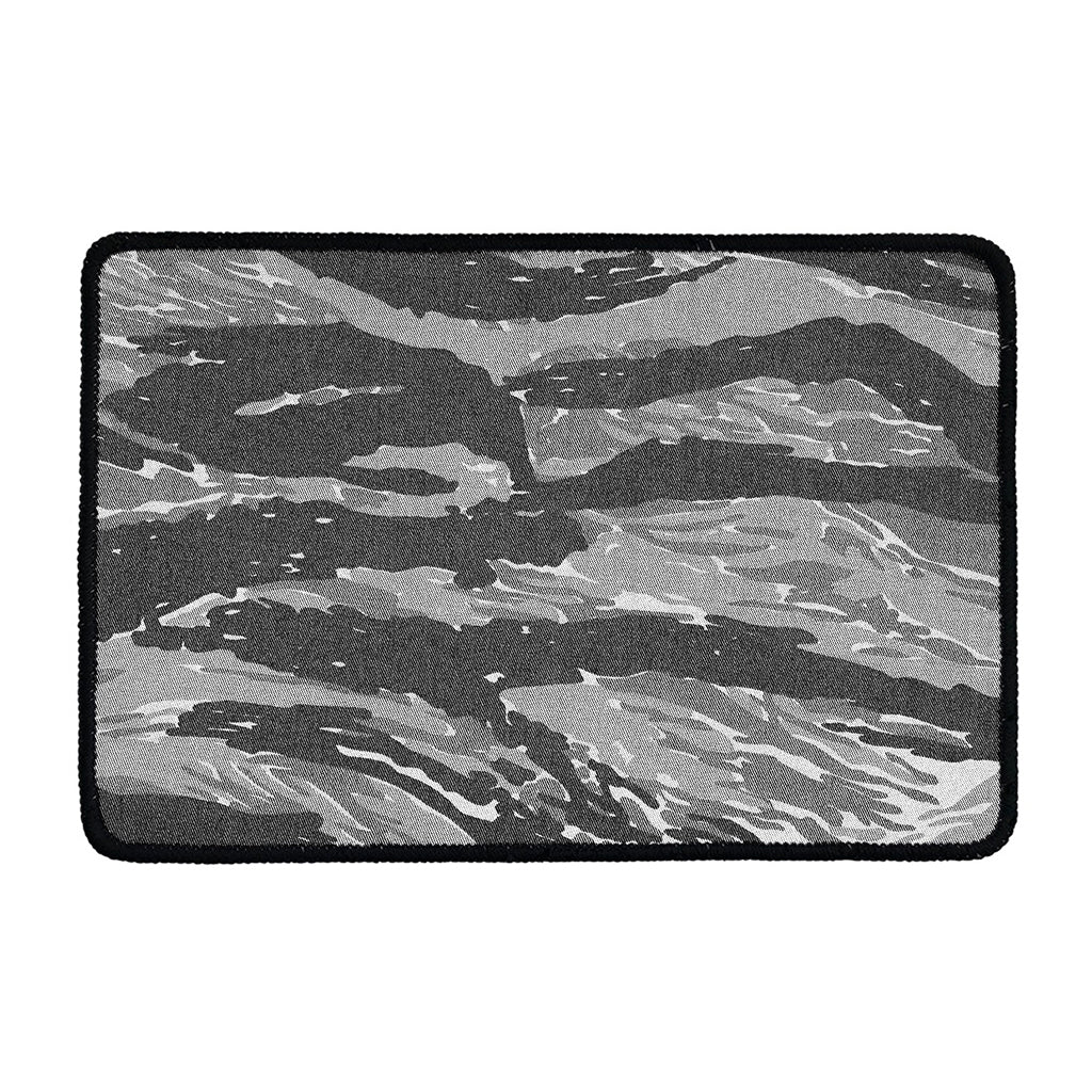 Grey Tiger Stripe Camouflage Print Kitchen Mat