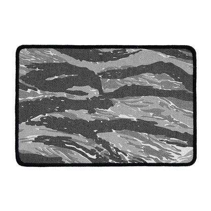Grey Tiger Stripe Camouflage Print Kitchen Mat