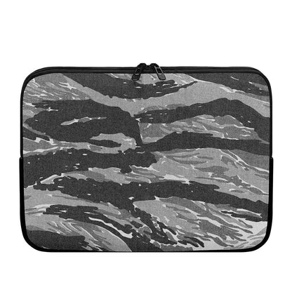 Grey Tiger Stripe Camouflage Print Laptop Sleeve