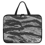 Grey Tiger Stripe Camouflage Print Laptop Sleeve With Handle