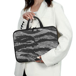Grey Tiger Stripe Camouflage Print Laptop Sleeve With Handle