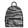 Grey Tiger Stripe Camouflage Print Leather Backpack