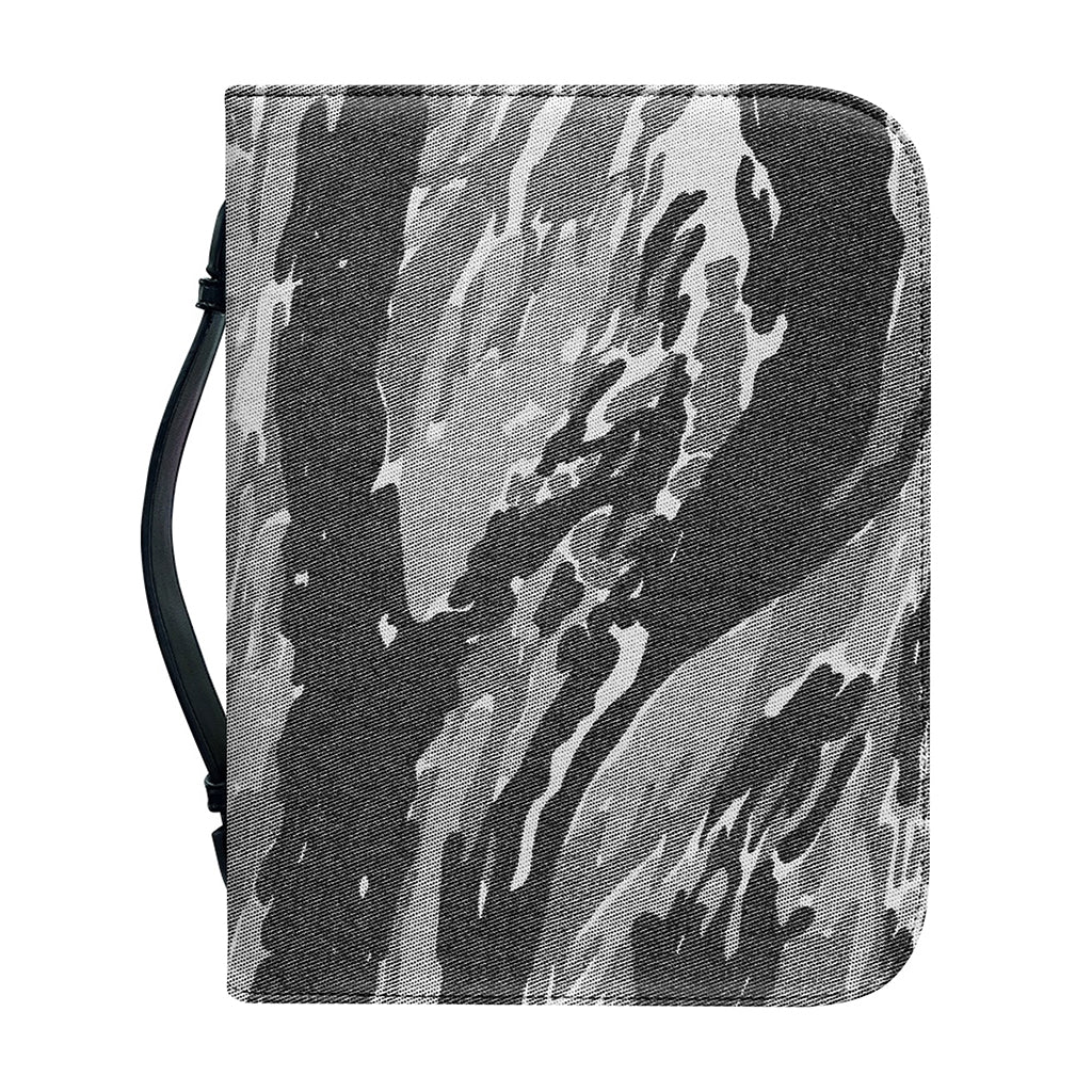 Grey Tiger Stripe Camouflage Print Leather Bible Cover