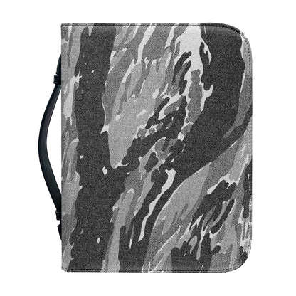 Grey Tiger Stripe Camouflage Print Leather Bible Cover