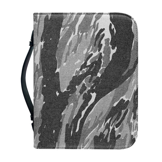 Grey Tiger Stripe Camouflage Print Leather Bible Cover