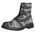 Grey Tiger Stripe Camouflage Print Lace-Up Boots