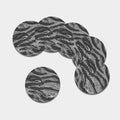 Grey Tiger Stripe Camouflage Print Leather Coaster Set