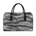 Grey Tiger Stripe Camouflage Print Leather Duffel Bag