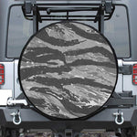 Grey Tiger Stripe Camouflage Print Leather Spare Tire Cover