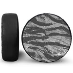 Grey Tiger Stripe Camouflage Print Leather Spare Tire Cover